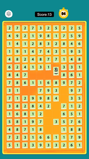 Another Number Merge 10 board with numbers arranged in rows
